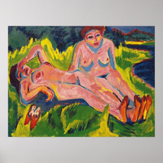 Kirchner - Two Pink Figures At The Lake Poster (Vorne)