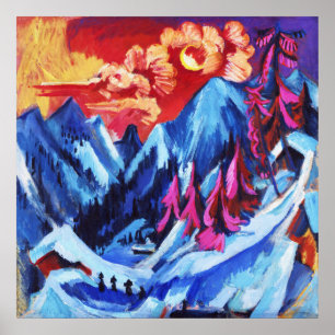Kirchner Winterlandschaft Mondlicht Fine Art Poster
