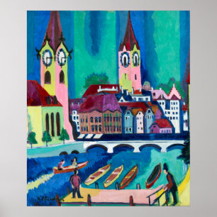 Kirchner Zürcher Stadtlandschaft Expressionistisch Poster