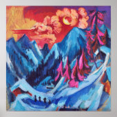 Kirchners Winterlandschaft im Mondlicht Poster (Vorne)