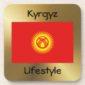 Kirgisische Flagge+Text-Untersetzer Untersetzer (Vorderseite)