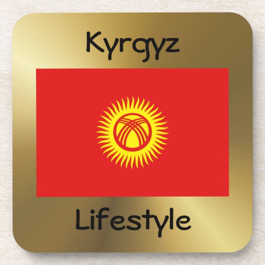 Kirgisische Flagge+Text-Untersetzer Untersetzer (Vorderseite)