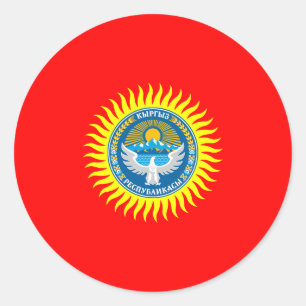 Kirgisische Flagge und Emblem, Flagge Kirgisistans Runder Aufkleber