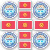 Kirgisische Symbole / Wappen und Flaggenaufkleber Aufkleber (Vorderseite)