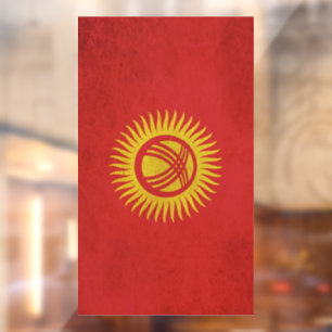 Kirgisistan-Flagge im Vintage-Design Fensteraufkleber