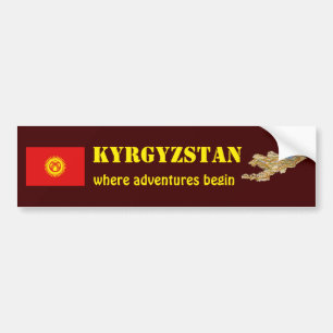 Kirgisistan-Flagge + Karte Aufkleber Autoaufkleber