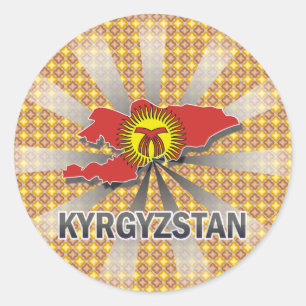 Kirgisistan-Flaggen-Karte 2,0 Runder Aufkleber