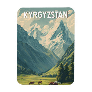 Kirgisistan Illustration Reise Kunst Vintage Magnet