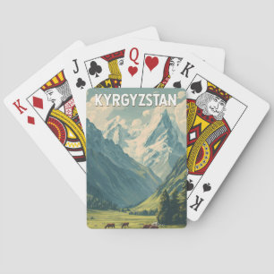 Kirgisistan Illustration Reise Kunst Vintage Spielkarten