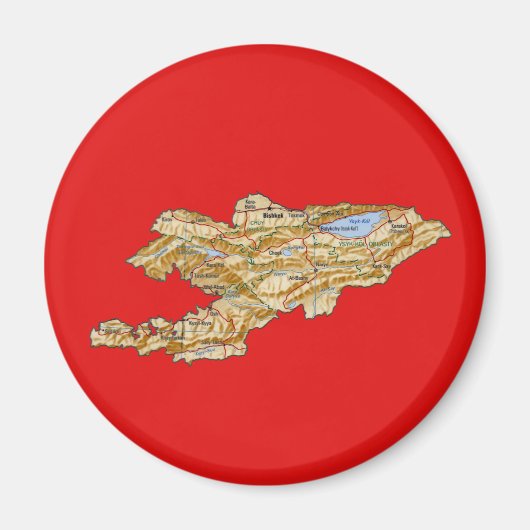 Kirgisistan Karte Magnet (Vorne)