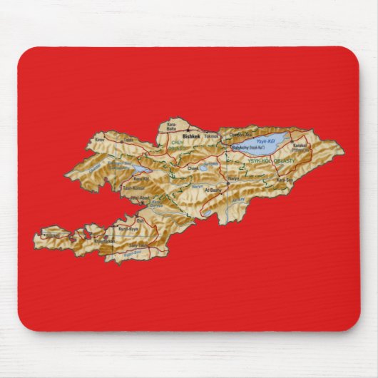 Kirgisistan Karte Mousepad (Vorne)
