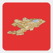 Kirgisistan Kartenaufkleber Quadratischer Aufkleber (Vorderseite)