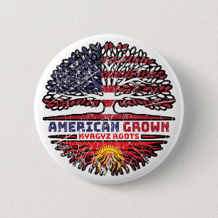 Kirgisistan Kirghiz Amerikanischer Treuhandfahne Button