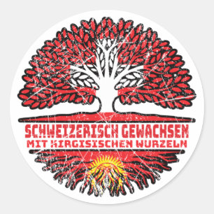 Kirgisistan Kirgisisch Schweizer Schweiz Baum Runder Aufkleber