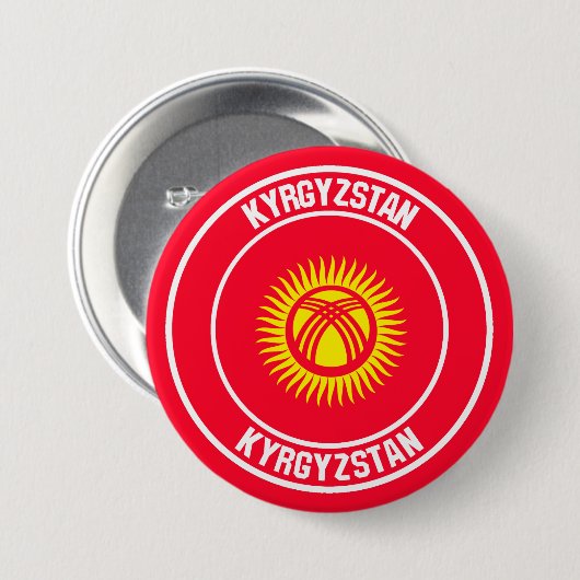 Kirgisistan Runde Emblem Button (Vorne & Hinten)