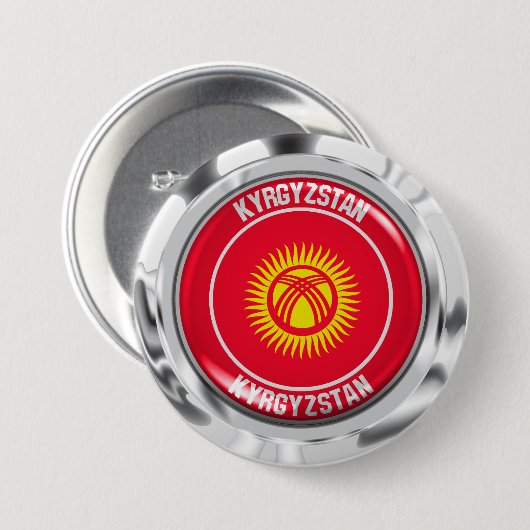 Kirgisistan Runde Emblem Button (Vorne & Hinten)