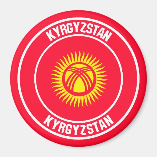 Kirgisistan Runde Emblem Magnet (Vorne)