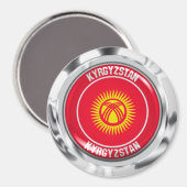 Kirgisistan Runde Emblem Magnet (Vorderseite/Rückseite)
