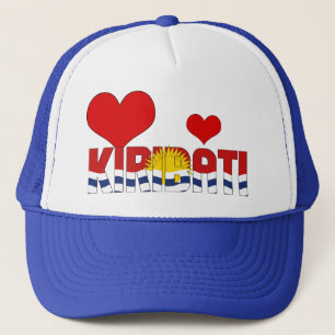 Kiribati Flag Heart Red Blue White Sun Patriotic Truckerkappe