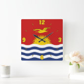Kiribati Flag Rot Blau Weiße gelbe Zahlen Quadratische Wanduhr (Zuhause)