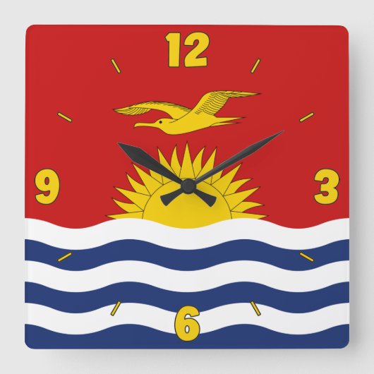 Kiribati Flag Rot Blau Weiße gelbe Zahlen Quadratische Wanduhr (Vorderseite)