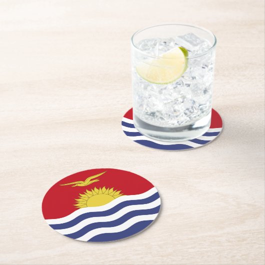 Kiribati-Flagge Runder Pappuntersetzer (Vor Ort)