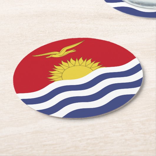 Kiribati-Flagge Runder Pappuntersetzer (Angewinkelt)