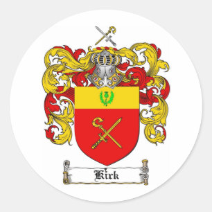 KIRK-FAMILIENWAPPEN - KIRK-WAPPEN RUNDER AUFKLEBER