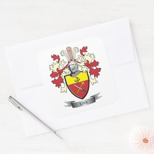 Kirk-Familienwappen-Wappen Quadratischer Aufkleber (Umschlag)