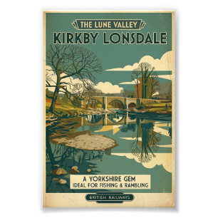Kirkby Lonsdale Lune Valley Vintage Reiseposter Fotodruck