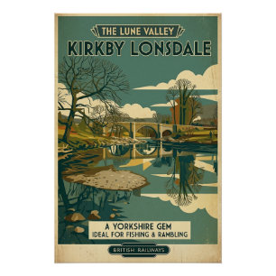 Kirkby Lonsdale Lune Valley Vintage Reiseposter Poster