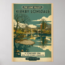 Kirkby Lonsdale Lune Valley Vintage Reiseposter