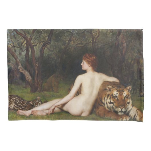 Kirke (Göttin mit wildem Tiger) (von John Collier) Kissenbezug (Vorderseite-Links)