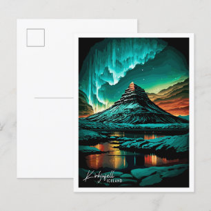 Kirkjufell Island Art Vintage Postkarte