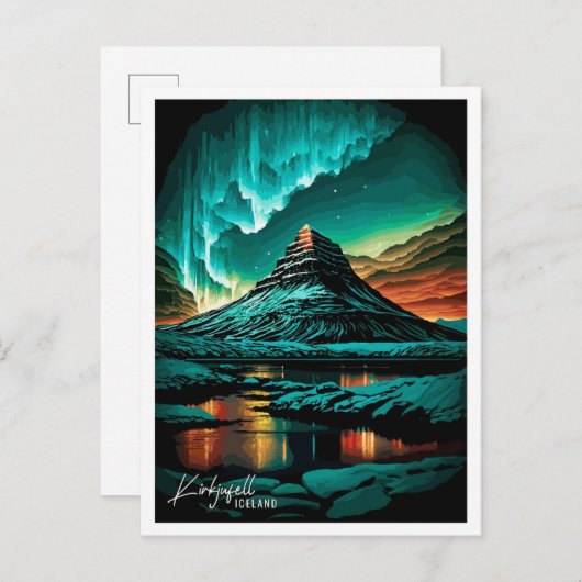Kirkjufell Island Art Vintage Postkarte (Vorne/Hinten)