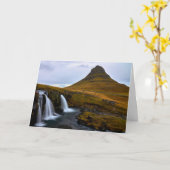 Kirkjufell, Island, faltete die Grußkarte. Karte (Gelbe Blume)