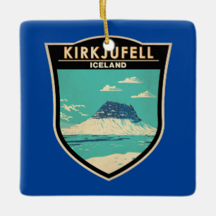 Kirkjufell Island Reise Kunst Vintage Keramikornament