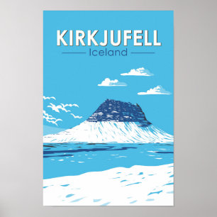 Kirkjufell Island Reise Kunst Vintage Poster