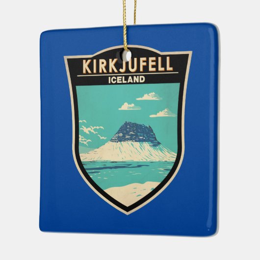 Kirkjufell Island Reisen Vintag Keramikornament (Links)