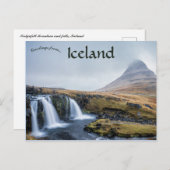 Kirkjufell Mountain and Falls Island Postkarte (Vorne/Hinten)