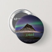 Kirkjufell Mountain in Island Nordlichter Button (Vorne & Hinten)