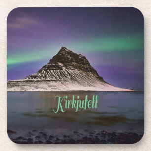 Kirkjufell Mountain in Island Nordlichter Getränkeuntersetzer