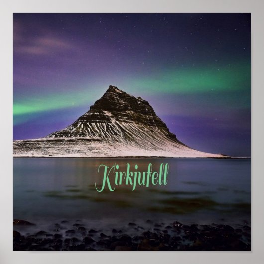 Kirkjufell Mountain in Island Nordlichter Poster (Vorne)