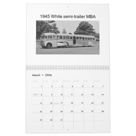 Kirklands Bus-und Trainer-Flotte Kalender (Mär 2026)