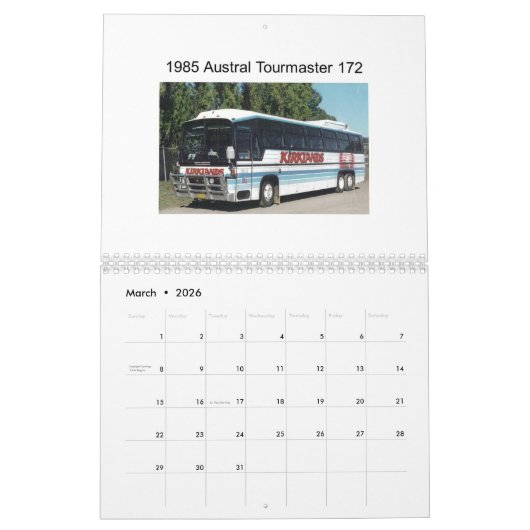 Kirklands Bus-und Trainer-Flotte Kalender (Mär 2026)
