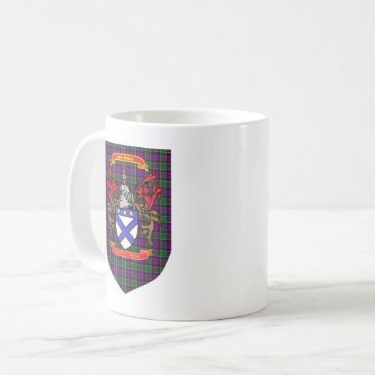 Kirkpatrick Kilpatrick Wappen auf Colquhoun Tartan Kaffeetasse (Vorderseite Links)