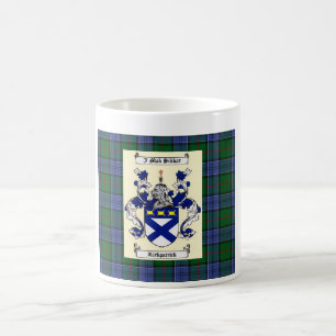 Kirkpatrick Wappen auf Colquhoun Blau Tartan Kaffeetasse