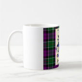 Kirkpatrick Wappen auf Couquhoun lila Tartan Kaffeetasse (Links)