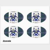 Kirkpatrick Wappen über Douglas Blue Tartan Ovaler Aufkleber (Blatt)