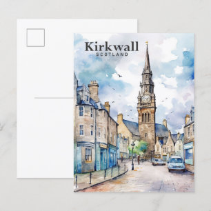 Kirkwall Schottland Aquarellmalerei Reise Postkarte